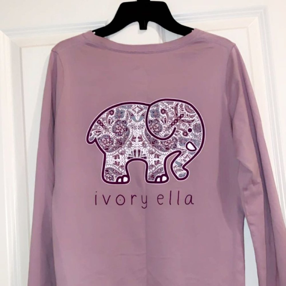 IVORY ELLA- Dusty Lilac Long Sleeve Elephant Tee